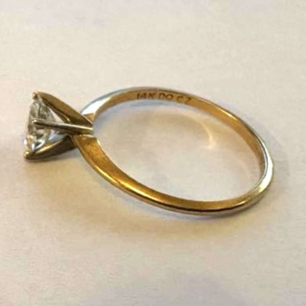 14K Yellow Gold & 1 Ct Diamonique Engagement Solitaire